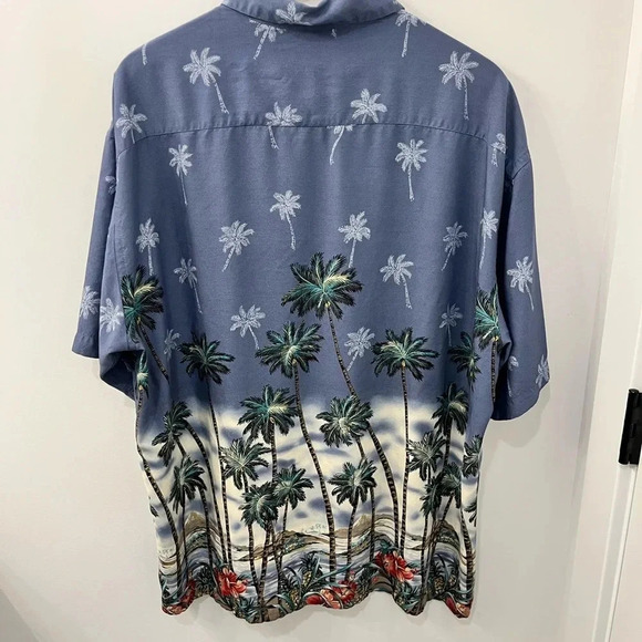 Campia Moda Mens Large Blue Tropical Vacation Short Sleeve Button Down Shirt XXL - Picture 2 of 3